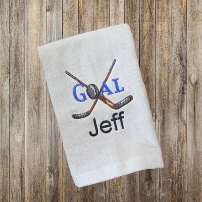 Hockey Personalized Hand Towel,  Personalized Gift, Embroidered, Teams, Leagues, Youth, Dad