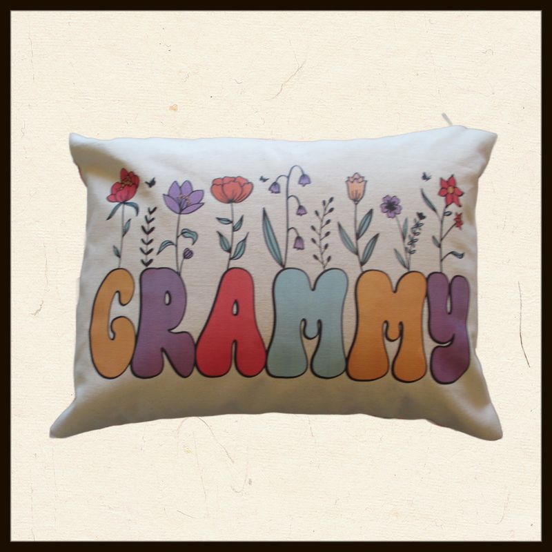 Personalized Floral Grammy Pillow, Custom Grammy Throw Pillow, Pregnancy Reveal Announcement, Gift from Grandkids, Gift for New Grandma