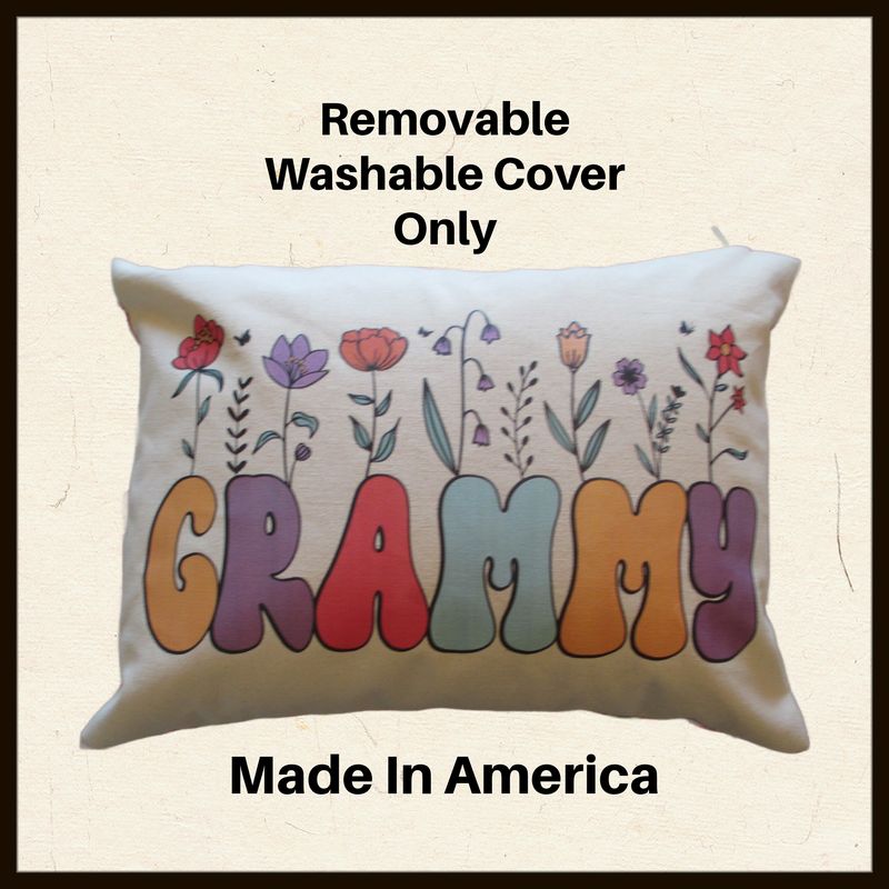 Personalized Floral Grammy Pillow, Custom Grammy Throw Pillow, Pregnancy Reveal Announcement, Gift from Grandkids, Gift for New Grandma