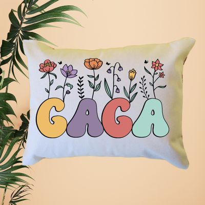 Personalized Floral Gaga Pillow, Custom Gaga Throw Pillow, Pregnancy Reveal Announcement, Gift from Grandkids, Gift for New Grandma
