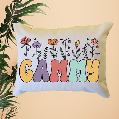Personalized Floral Gammy Pillow, Custom Gammy Throw Pillow, Pregnancy Reveal Announcement, Gift from Grandkids, Gift for New Grandma