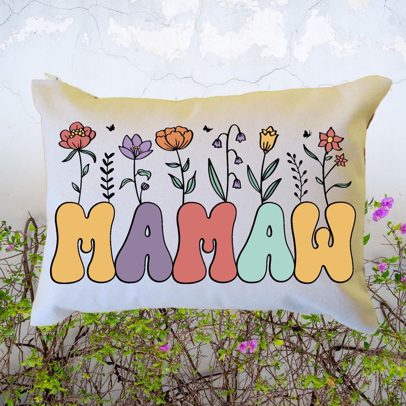 Personalized Floral Mamaw Pillow, Custom Mamaw Throw Pillow, Pregnancy Reveal Announcement, Gift from Grandkids, Gift for New Grandma