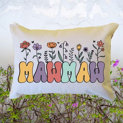 Personalized Floral Mawmaw Pillow, Custom Mawmaw Throw Pillow, Pregnancy Reveal Announcement, Gift from Grandkids, Gift for New Grandma