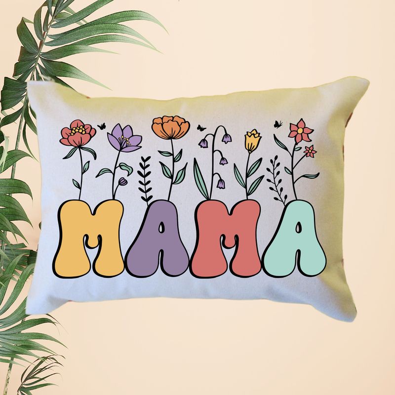 Personalized Floral Mama Pillow, Custom Mama Throw Pillow, Pregnancy Reveal Announcement, Gift from Grandkids, Gift for New Grandma