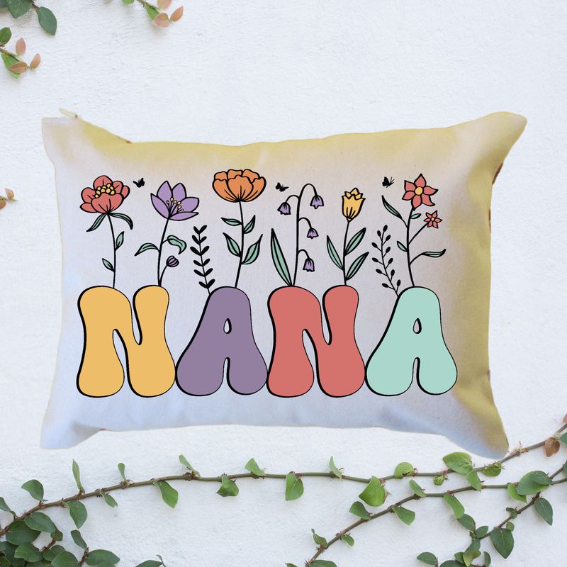 Personalized Floral Nana Pillow, Custom Nana Throw Pillow, Pregnancy Reveal Announcement, Gift from Grandkids, Gift for New Grandma