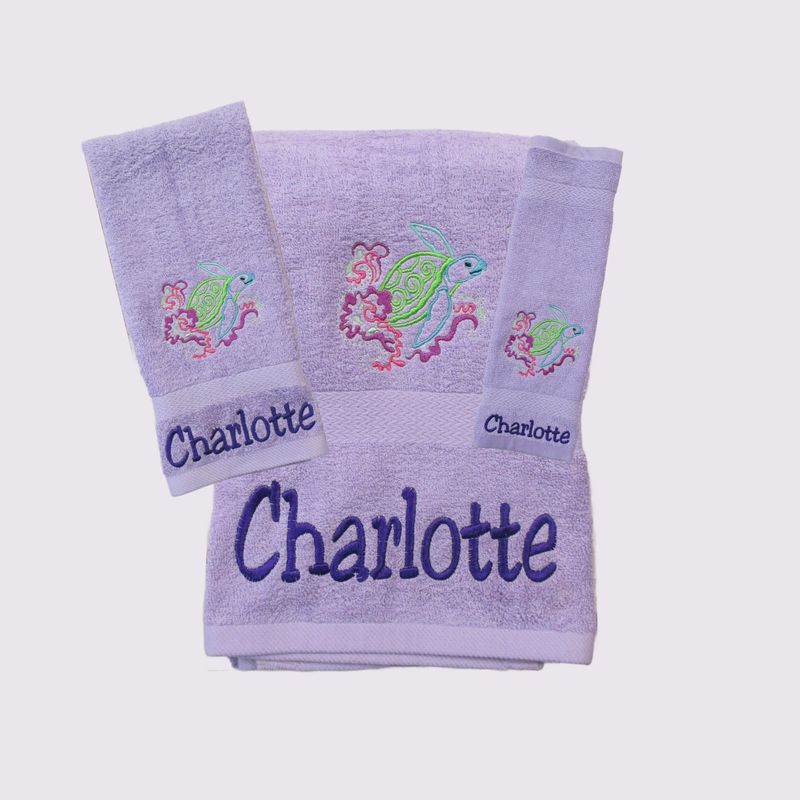 Sea Turtle, Personalized Towels Set, Gift for Kids, Personalized Gift, Towels, Bathroom Decor