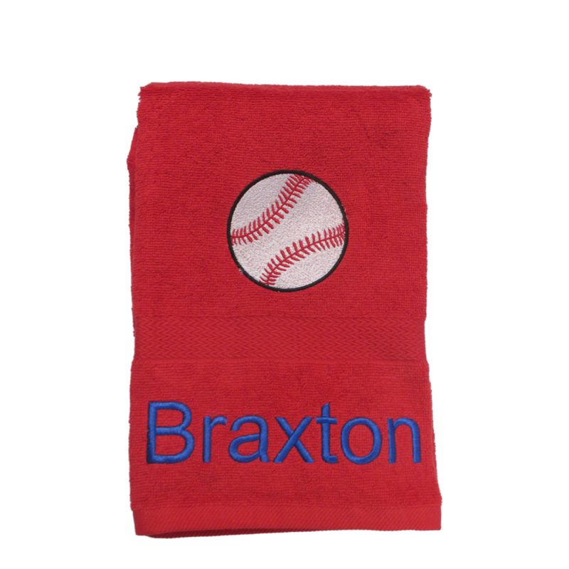 Personalized Baseball Embroidered Towel Set, Cotton Bath, Hand and Wash