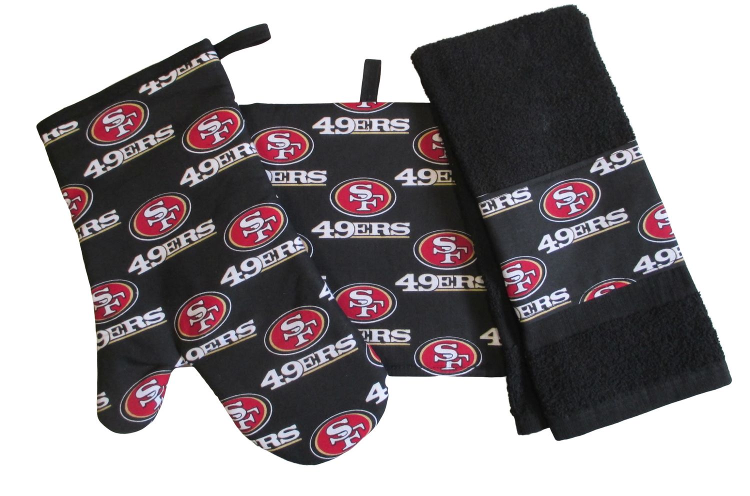 San Francisco 49&#39;s 3-Piece kitchen Set, with Personalized Towel