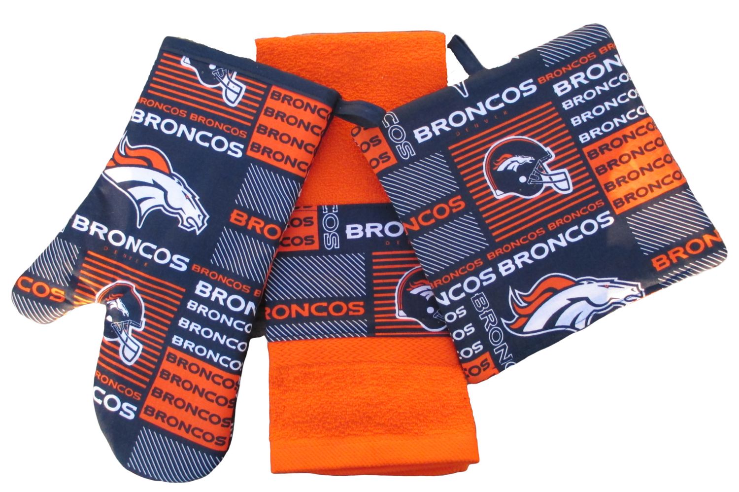 Broncos 3 Piece Kitchen set, with Personalized Towel