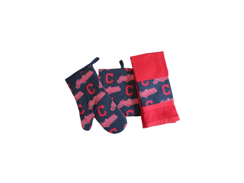 Cleveland Indians 3 Piece Kitchen Set, with Personalized Towel