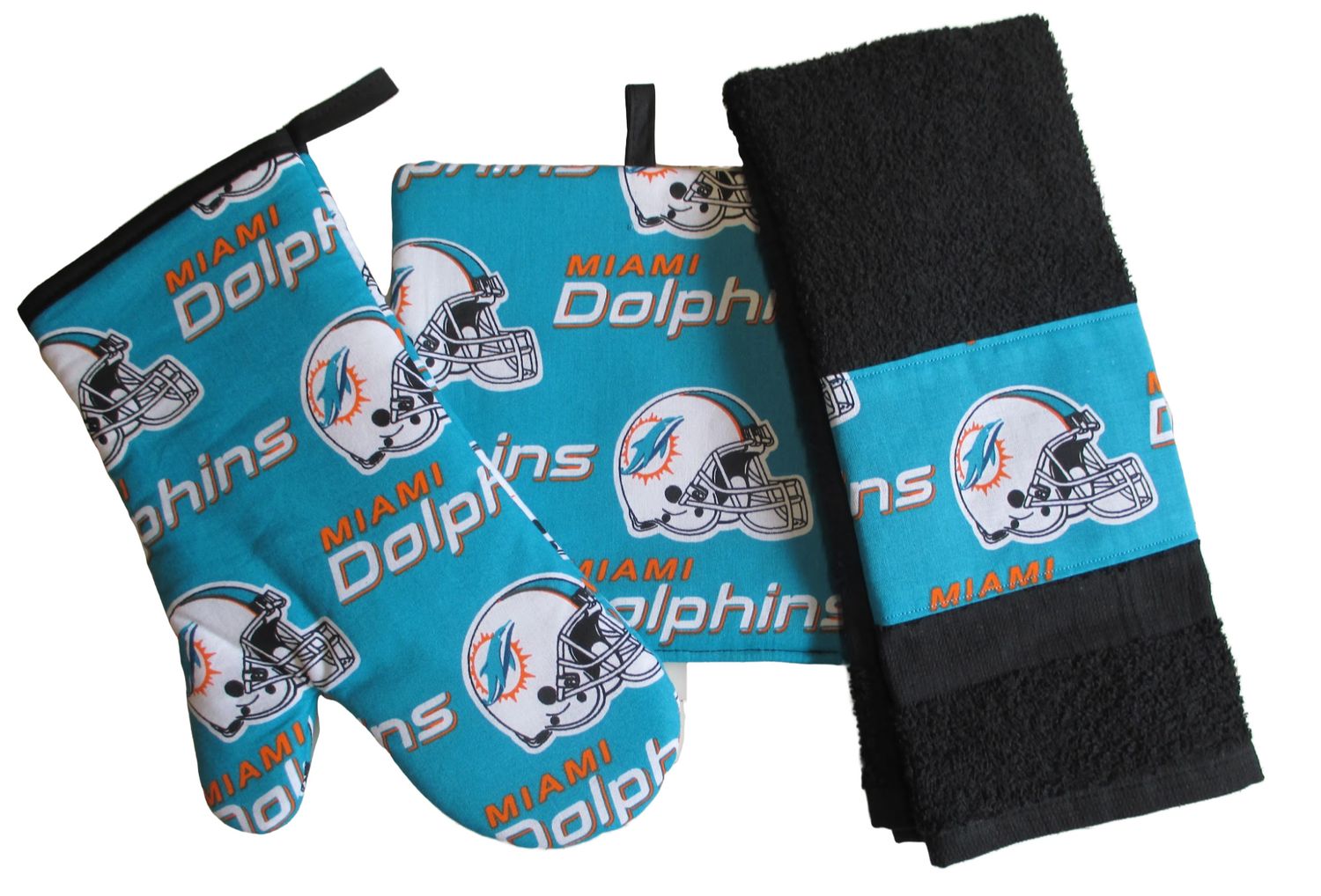 Miami Dolphins 3 Piece Kitchen Set,  With Personalized Towel