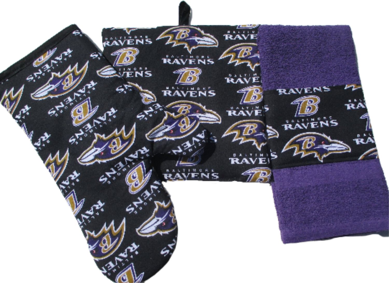 Ravens 3 Piece Kitchen Gift Set, with Personalized Towel