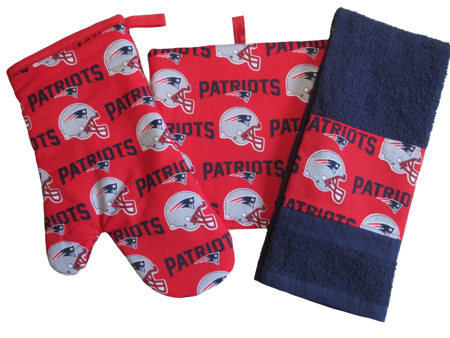 Patriots 3 Piece Kitchen Set, with Personalized Towel