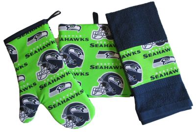 Seahawks 3 Piece Kitchen Gift Set, with Personalized Towel.