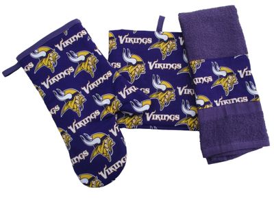 Vikings 3 Piece Kitchen Gift Set, with Personalized Towel.