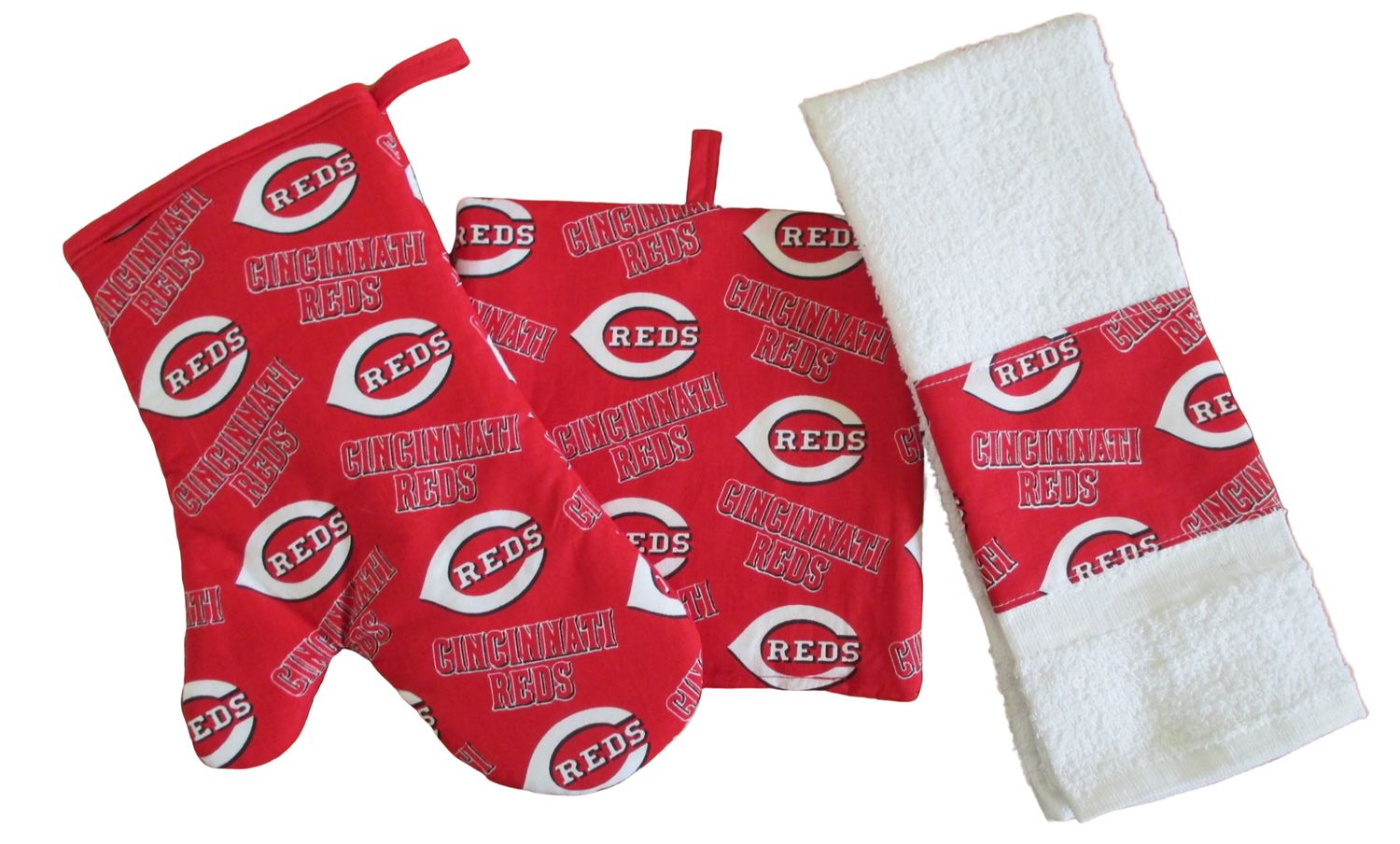 Cincinnati Reds 3 Piece Kitchen Gift Set, with Personalized Towel.