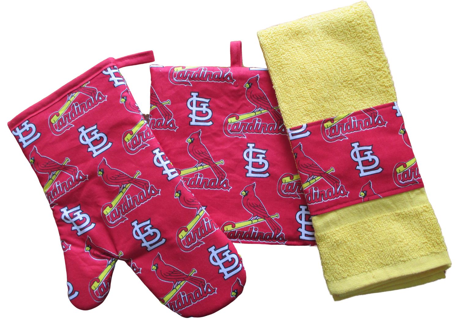 Cardinals 3 Piece Kitchen Gift Set, with Personalized Towel.