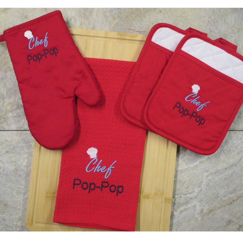 Pop-Pop Gift - Personalized Towel/ Pot Holders, Oven Mitt Kitchen Set, Father's Day Gift, Birthday Gift, Home Decor Pop-Pop Gift - Personalized Towel/ Pot Holders, Oven Mitt Kitchen Set, Father's Day Gift, Birthday Gift, Home Decor