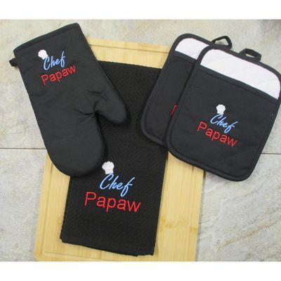 Papaw Gift- Pot Holders, Oven Mitt & Waffle Hand Towel, Personalized Kitchen Set, Father's Day Gift, Christmas Gift Papaw Gift- Pot Holders, Oven Mitt & Waffle Hand Towel, Personalized Kitchen Set, Father's Day Gift, Christmas Gift