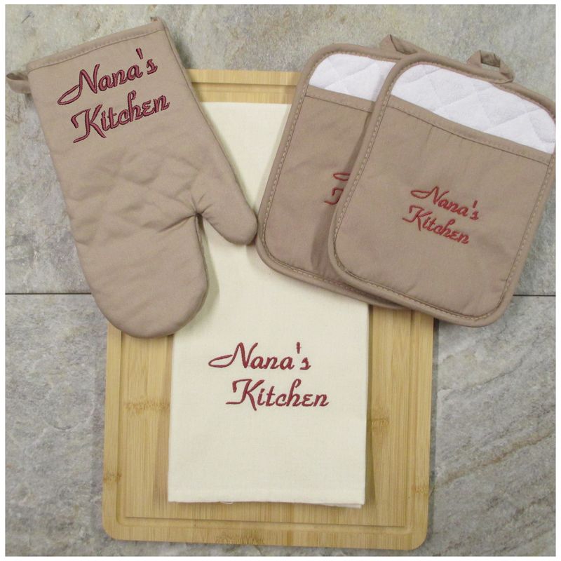 Nana Gift, Oven Mitt, Pot Holder, Towel, Personalized Baking Set, Christmas Gift, Embroidered Nana Gift, Oven Mitt, Pot Holder, Towel, Personalized Baking Set, Christmas Gift, Embroidered