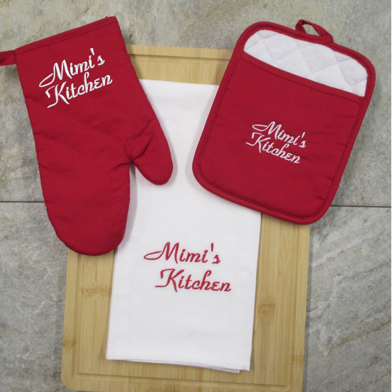 Mimi Gift - Pot Holders, Oven Mitt, Towel Personalized, Embroidered Gift