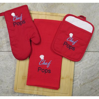 Pop's Gift - Pot Holder, Oven Mitt, Towel Personalized, Father's Day Gift, Birthday Gift