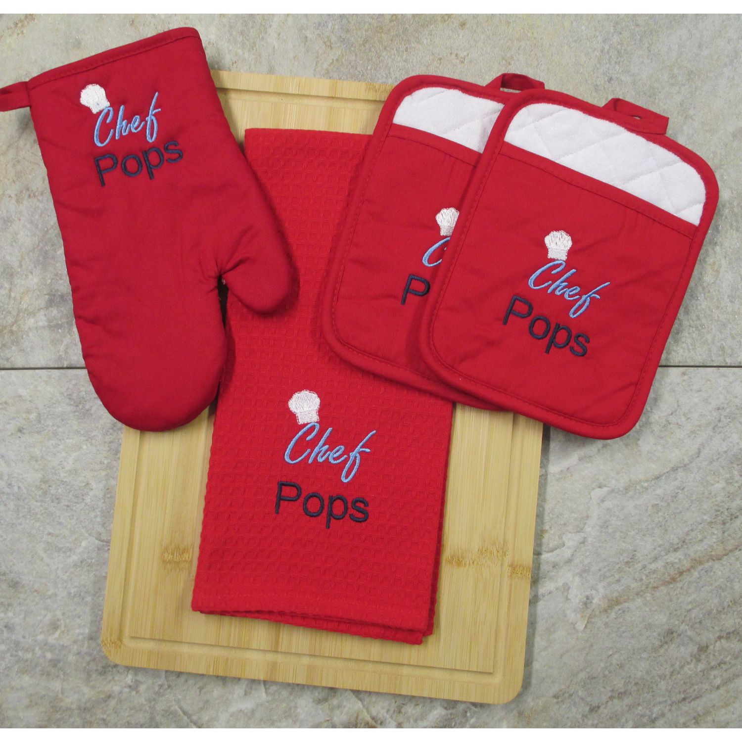 Pop's Gift - Pot Holder, Oven Mitt, Towel Personalized, Father's Day Gift, Birthday Gift
