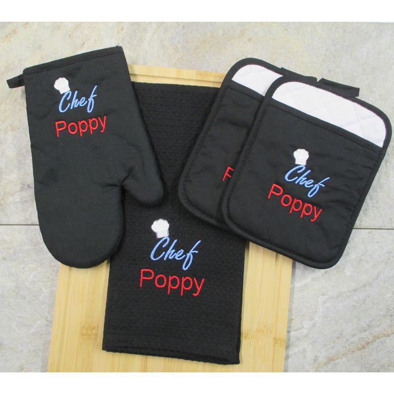 Poppy Gift - Oven Mitt, Pot Holder, Towel, Personalized Gift, Father's Day, Grilling Accessory, Embroidered Gift Poppy Gift - Oven Mitt, Pot Holder, Towel, Personalized Gift, Father's Day, Grilling Accessory, Embroidered Gift