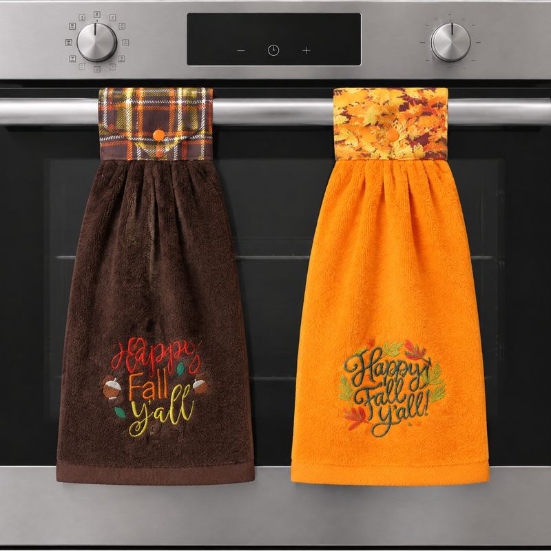 Hanging  Kitchen Towels  Embroidered Fall Designs, Dish Towel, Bathroom Hanging Towel, Over Oven Towel