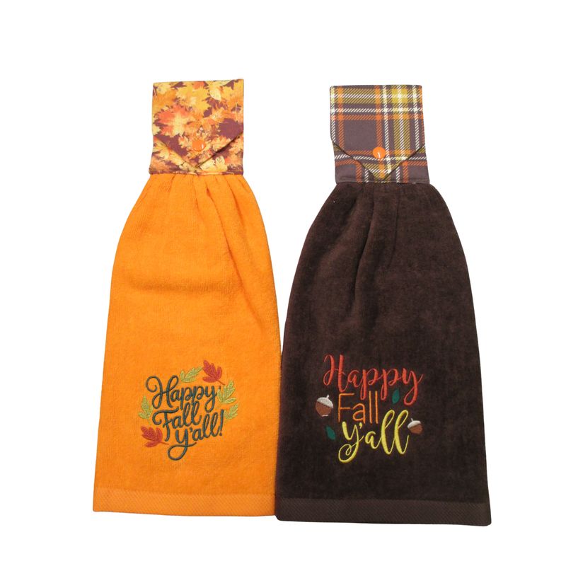 Hanging  Kitchen Towels  Embroidered Fall Designs, Dish Towel, Bathroom Hanging Towel, Over Oven Towel