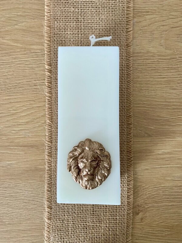 Bougie pilier  Lion coloris Or Antique