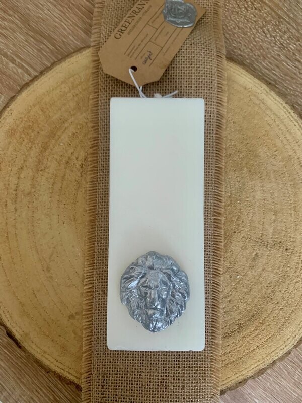 Bougie pilier Lion coloris Argent