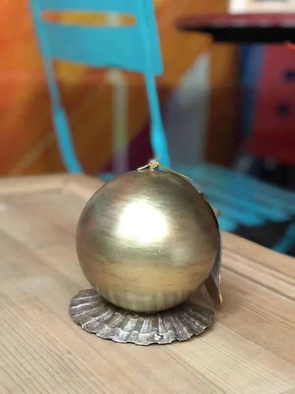 Bougie Perle XXL laquée Or avec piedestal