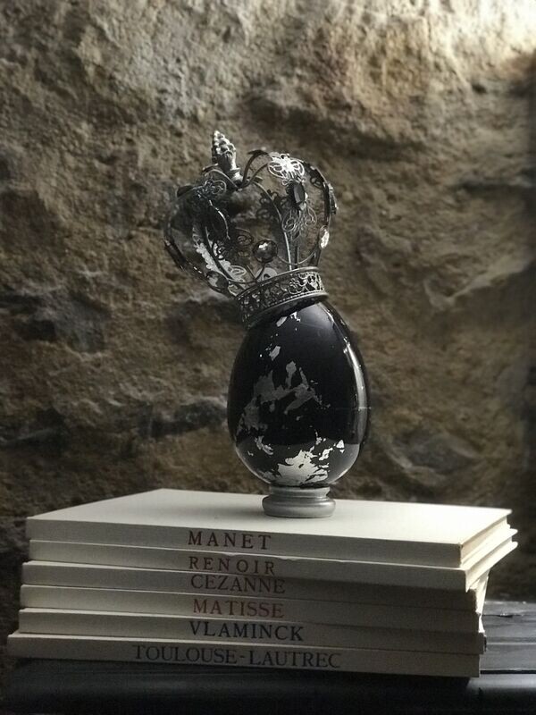 Bougie Noir & Argent laquée "La Versaillaise"
