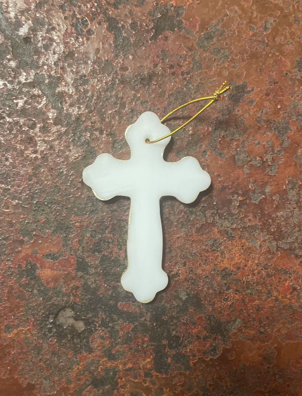 Croix en cire Blanc & Or