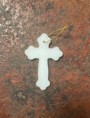 Croix en cire Blanc & Argent