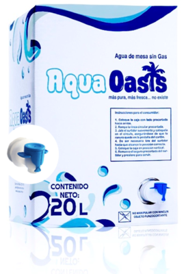 Agua AquaOasis en Caja de 20 Litros