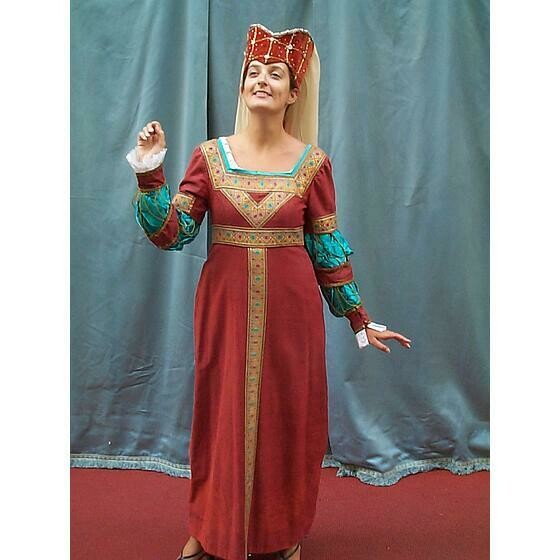 dame de cour marron manche turquoise