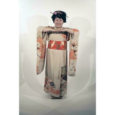 kimono créme motif orangé