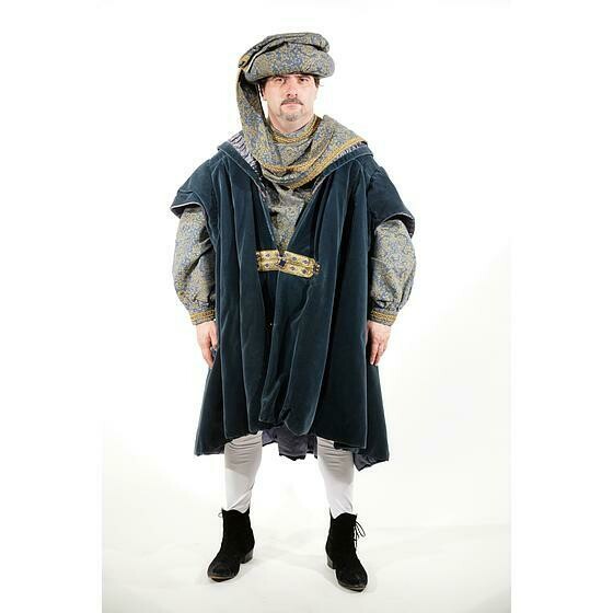 seigneur moyen age manteau velours bleu