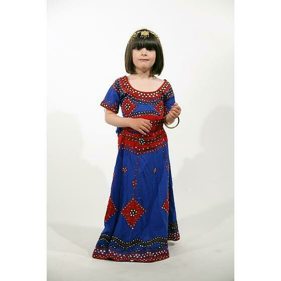 oriental robe bleu et rouge