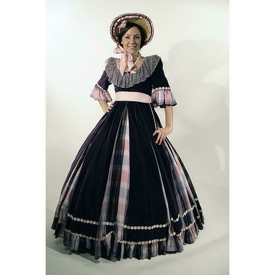 robe velours violette et écossaise rose et parme