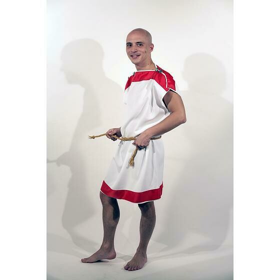 romain court blanc bande rouge