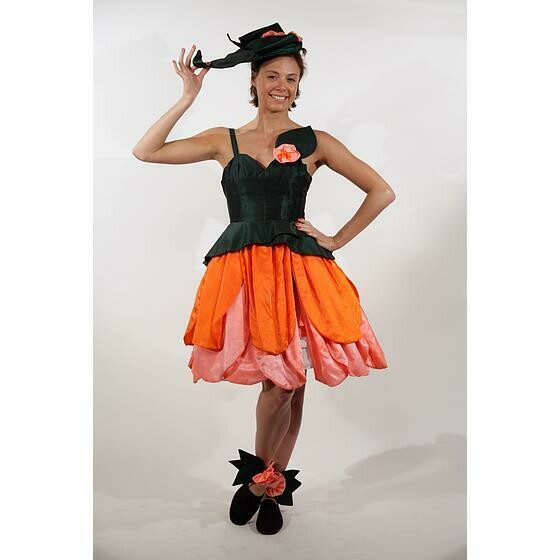 fleur robe orange