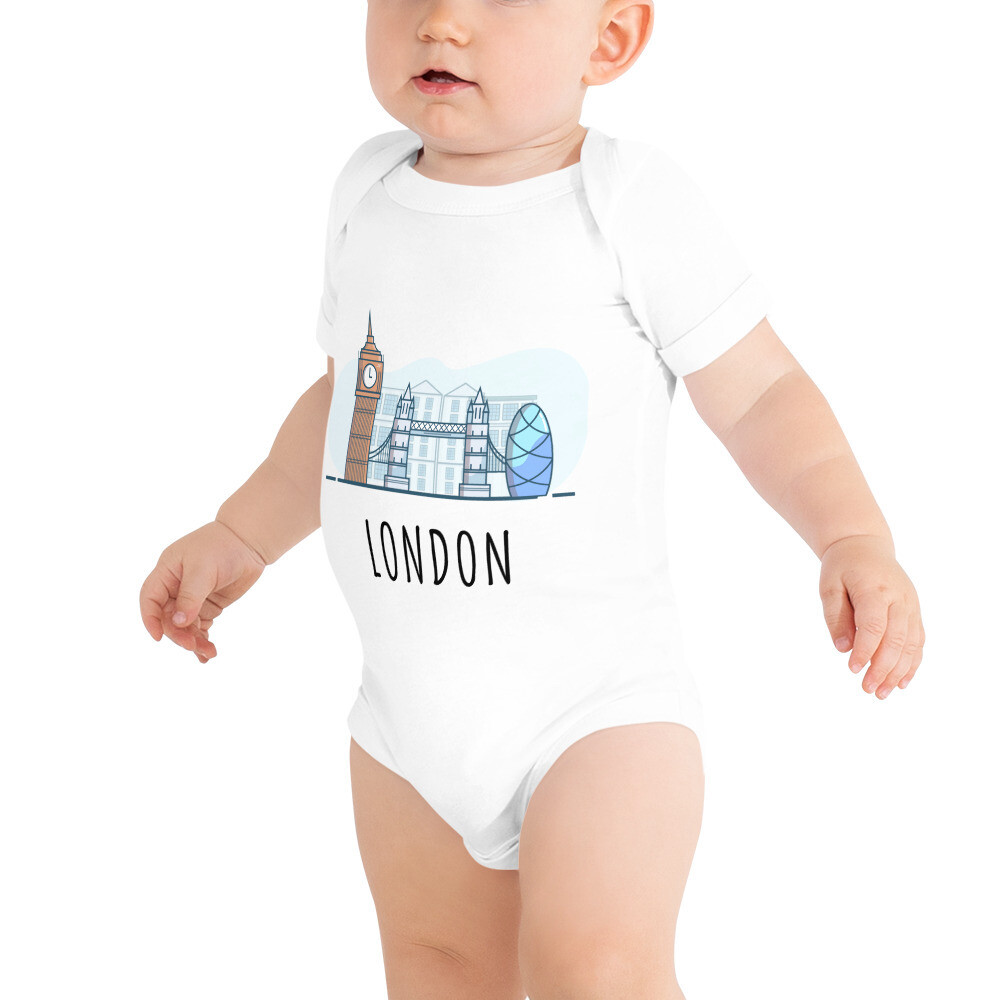 Short Sleeve Baby Bodysuit. London