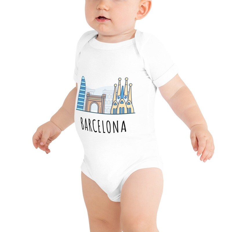Short Sleeve Baby Bodysuit. Barcelona