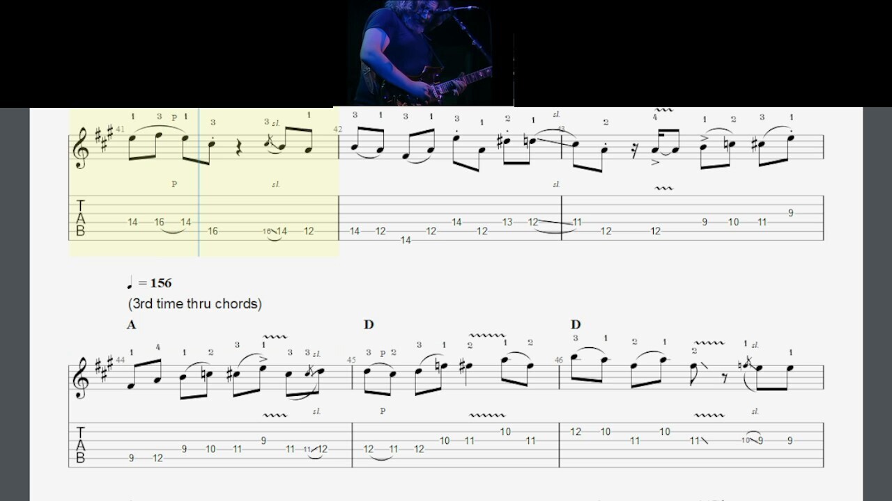 Scrolling TAB Peggy O Jerry Garcia Guitar Solo 12 31 83 SF 