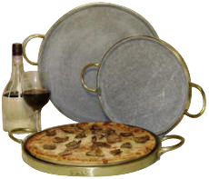 Pizza Stone with Brass Handles Pizza Stone with Brass Handles