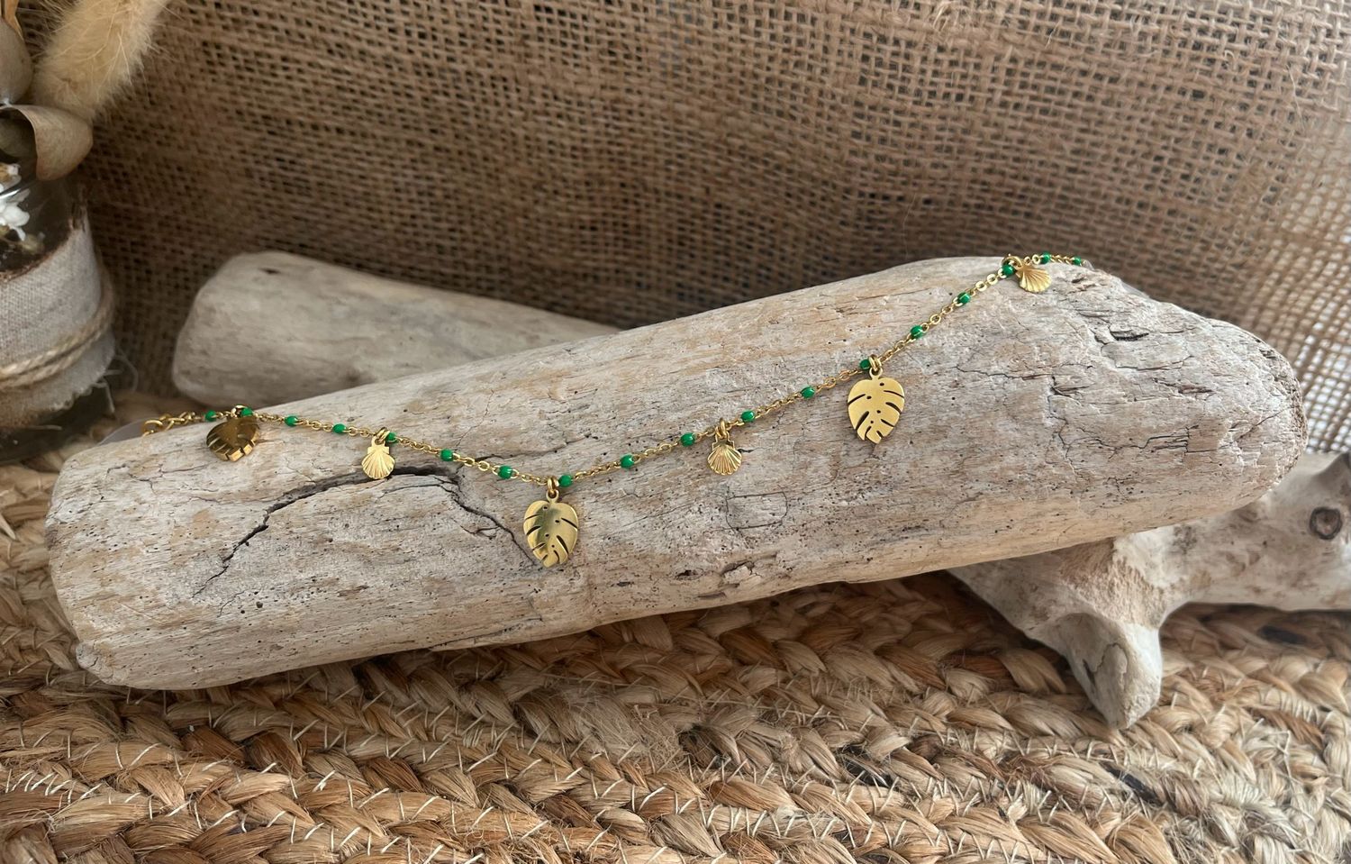 Bracelet de cheville vert