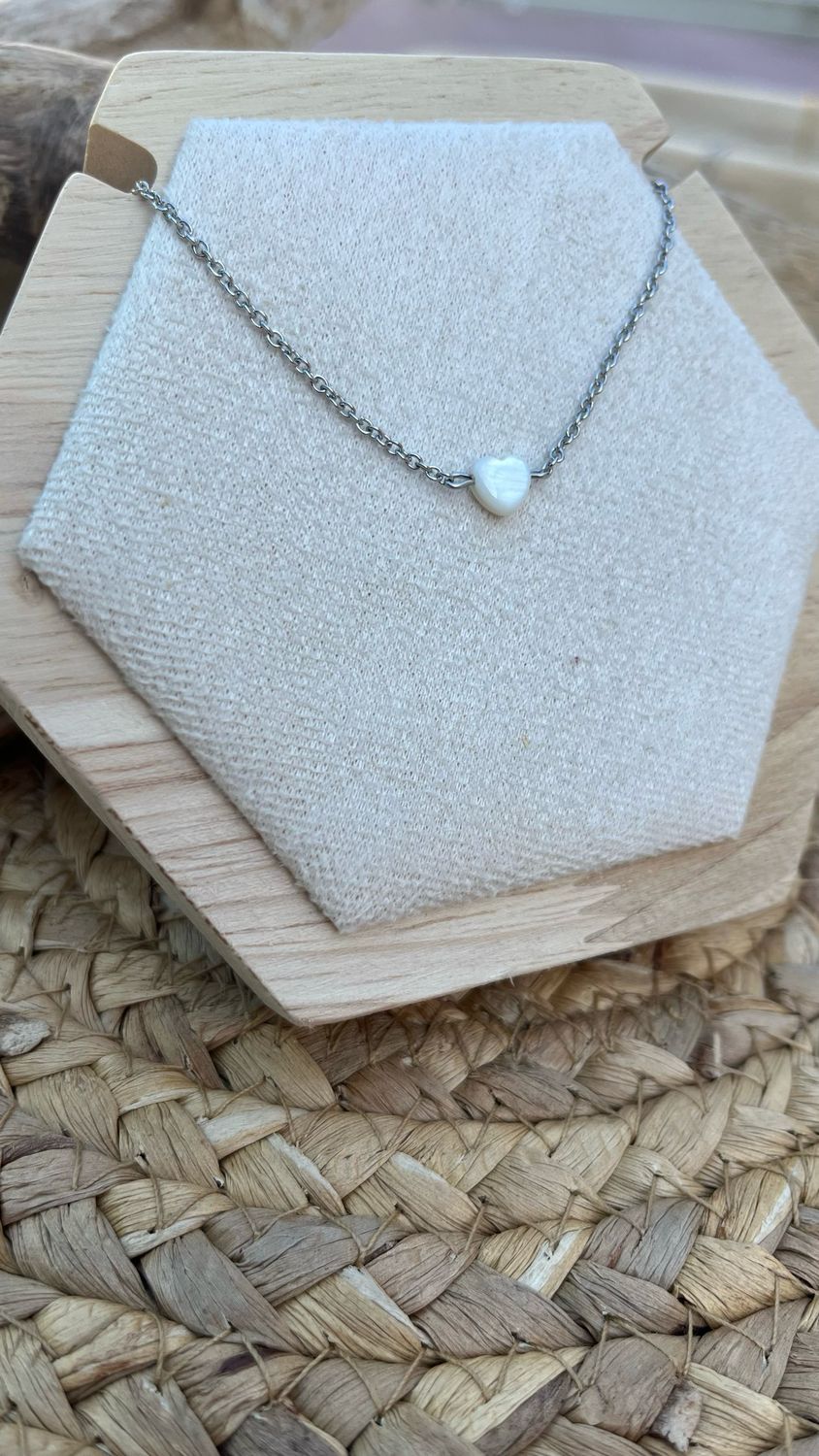 Collier « cœur de nacre » argent
